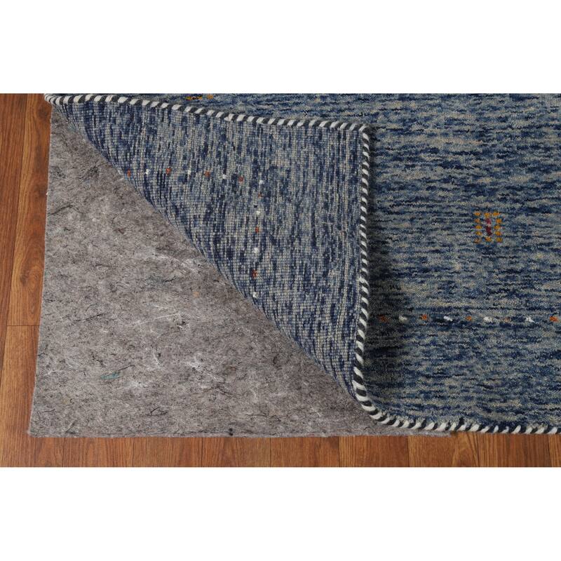 Hand Knotted Oriental 100% Wool Carpet Tribal Stripe Navy Blue & Blues Gabbeh Area Rug - 5' 10'' X 3' 11''
