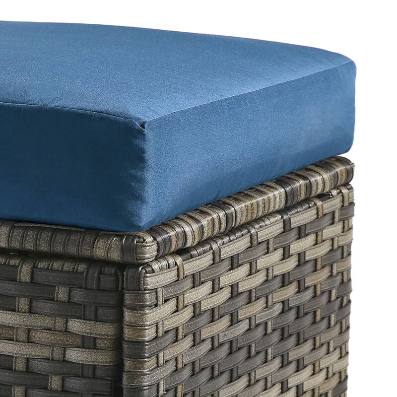 Outdoor Wicker Square Storage Ottoman with Plush Cushion