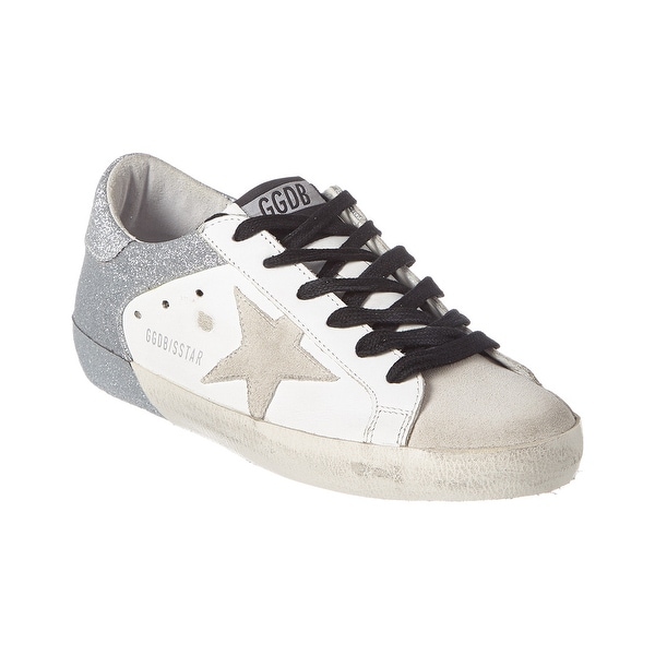 canvas superstar sneakers in leather with glittery star