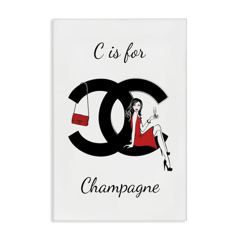 Stupell Glam C Is For Champagne Canvas Wall Art Design By Martina Pavlova - 20 x 30