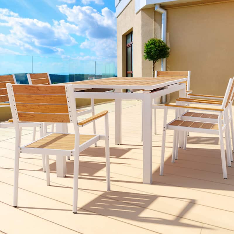 Pellebant Outdoor Aluminum Dining Table Patio Extension Table - 83.1" / 63.2" (L) x 33.66" W x 30.51" H