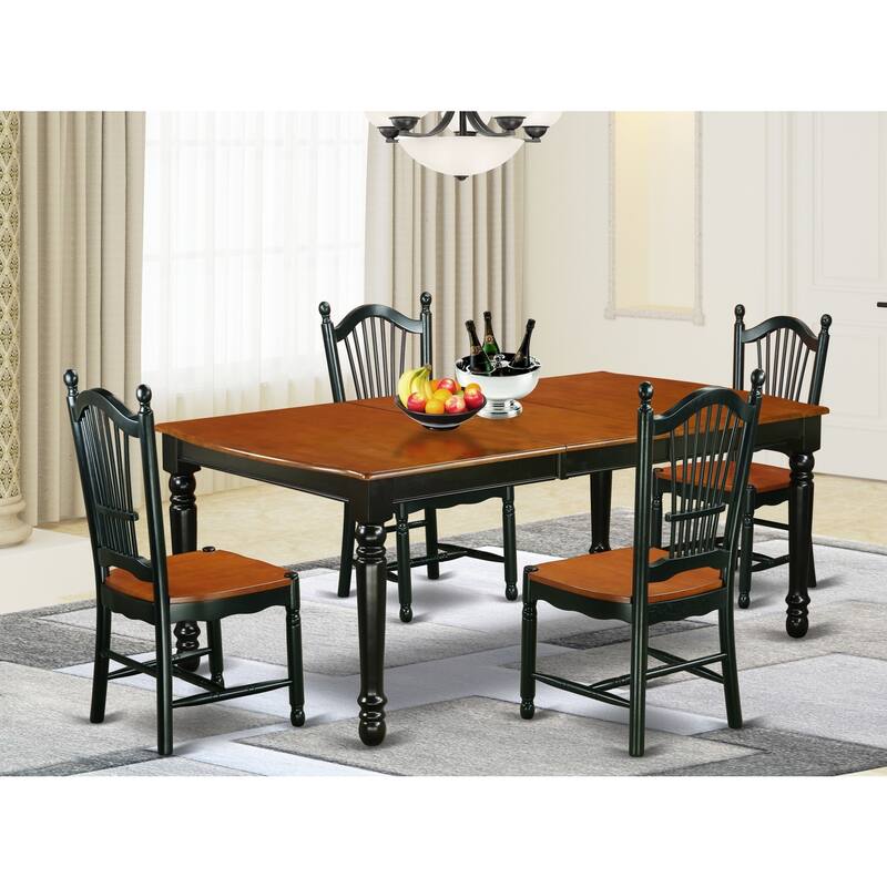 Kitchen Table Set 5 Piece Dining Set with Chairs - Black Cherry Finish - Dover Table
