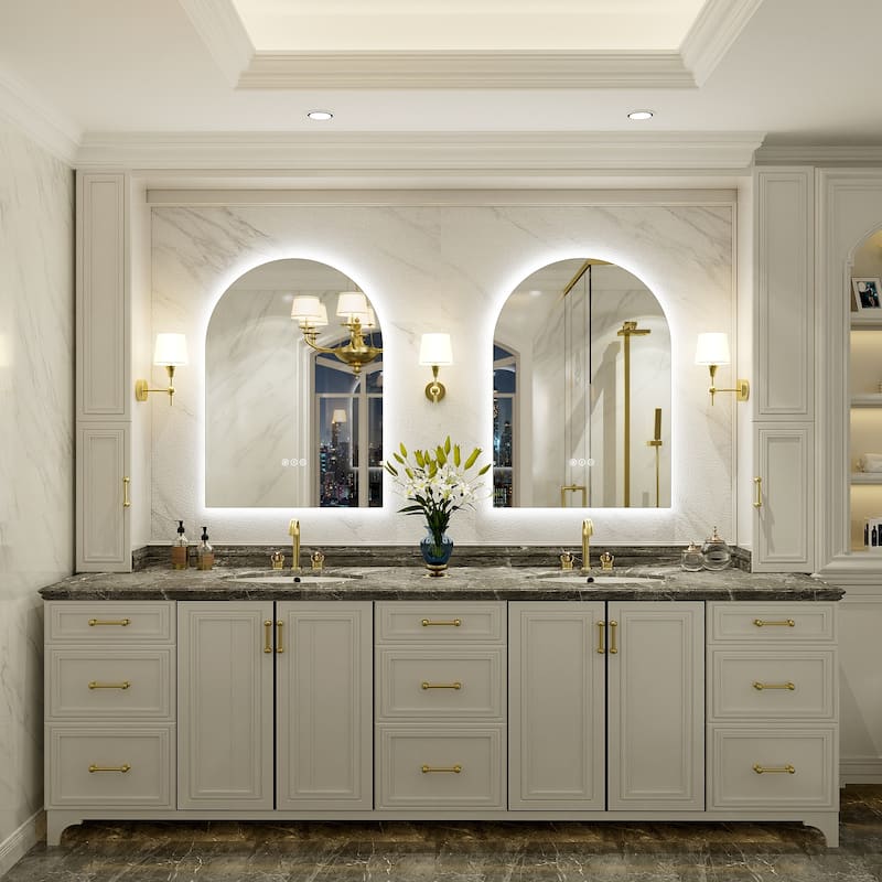 UL Certified Arched LED Anti-fog Tempered Glass Wall Bathroom Vanity Mirror