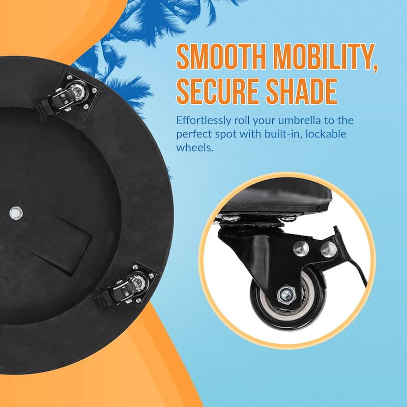 Island Umbrella 50-lb All-Weather Outdoor Round Resin Umbrella Base with Wheels