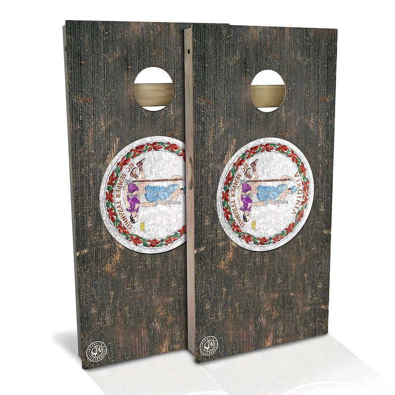 Virginia Flag Outdoor Cornhole Board Set - Backyard 2x4 - Include Edge Lights