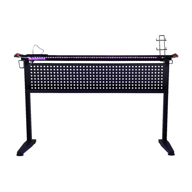 Gaming Table with USB Port in Black and Red