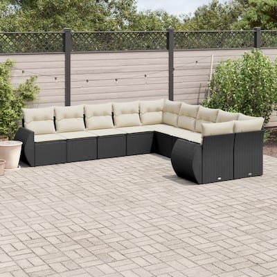 vidaXL Patio Sofa Set with Cushions Outdoor Conversation Furniture Poly Rattan
