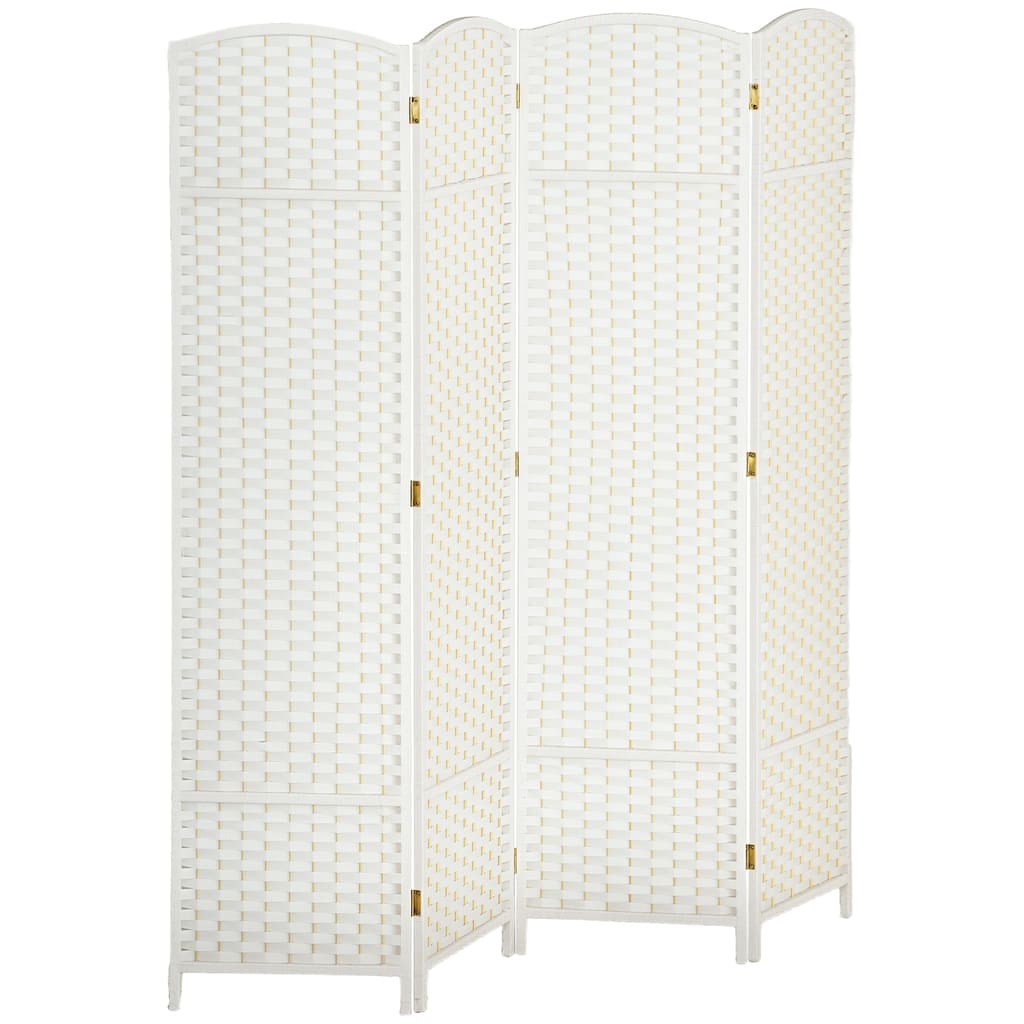 Room Divider, 4 Panel Folding Privacy Screen, 5.6' Tall Freestanding Partition for Home Office, Bedroom, White