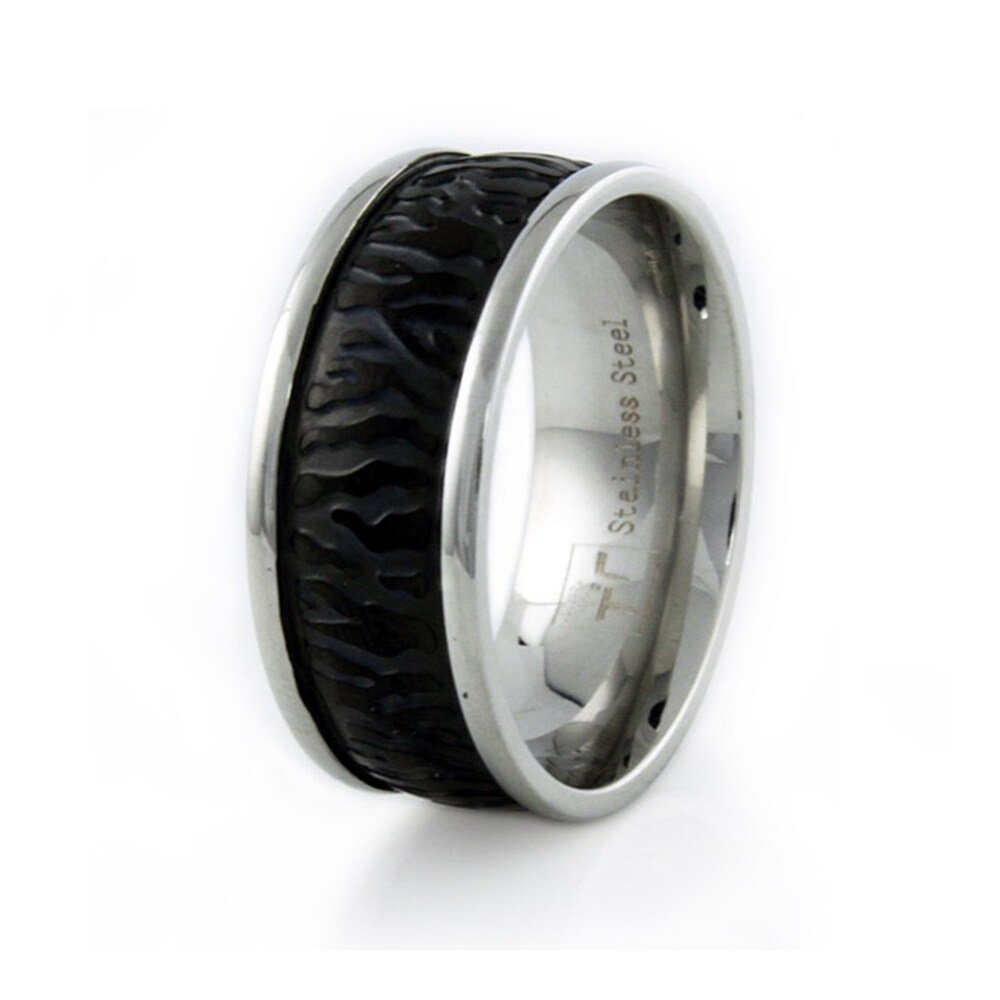 Shop Stainless Steel Men S Leather Ring 9mm Overstock 12415260