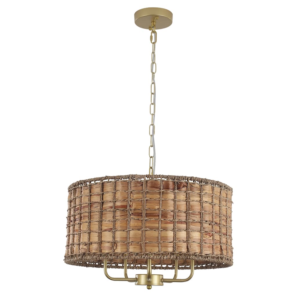 5-Light Candlestick Circle Hanging Farmhouse Chandelier Linear Island Chandelier Lighting for Dining Room