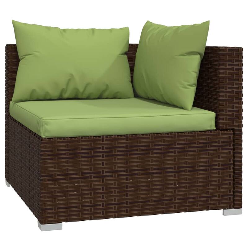 vidaXL 7 Piece Patio Lounge Set with Cushions Poly Rattan Brown - 27.6" x 27.6" x 24" - 27.6" x 27.6" x 24"
