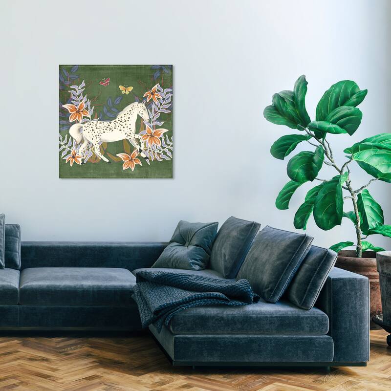 Wynwood Studio Canvas Animals Fantastic Appaloosa Green and Dark Green Traditional Wall Art Canvas Print - Green, White - 30 x 30