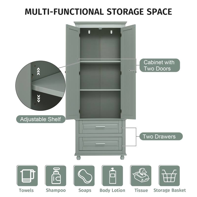 Tall Storage Cabinet with Two Drawers
