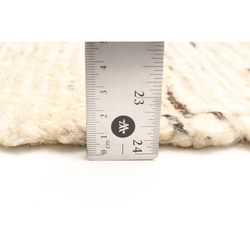 ECARPETGALLERY Braid weave Sienna Beige, Cream Wool Rug - 5'0 x 7'11