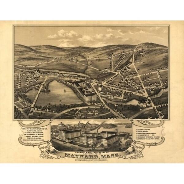 Vintage Map Of Maynard Massachusetts 1879 Middlesex County Poster Print