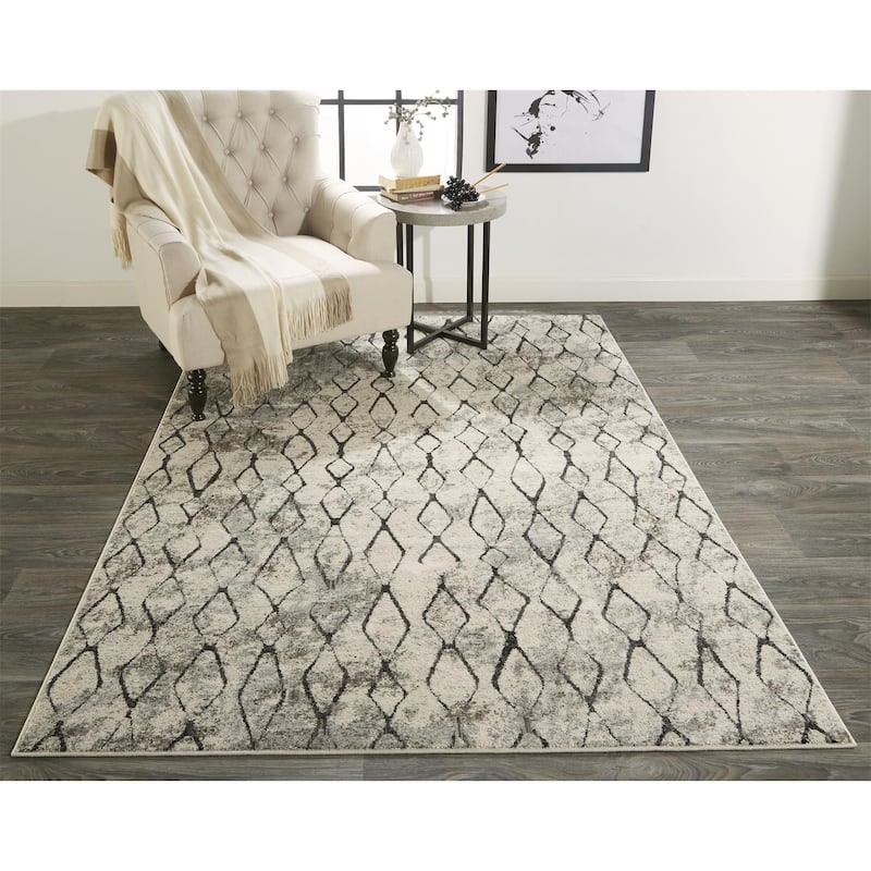 Grand Bazaar Kiba Machine Made Diamond Transitional Area Rug