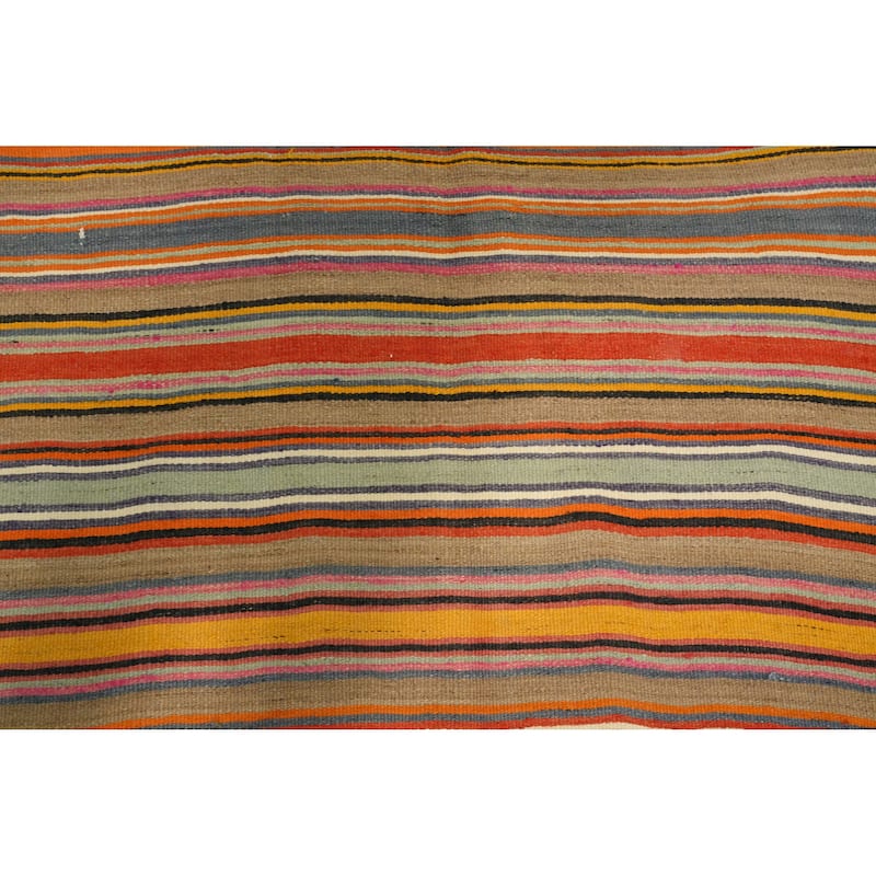 Hand Woven Oriental 100% Wool Carpet Southwestern Geometric Multi-Colored Kilim Area Rug - 8' 10'' X 4' 10''