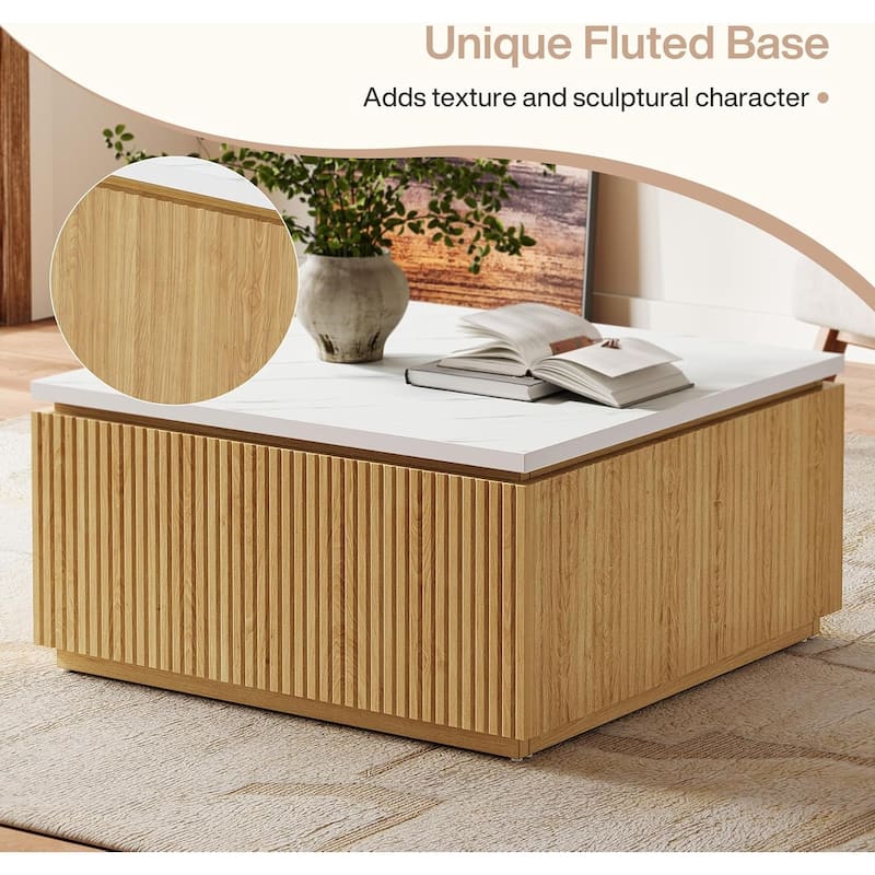 31.5" Square Coffee Table, Modern Wood Center Table Cocktail Furniture