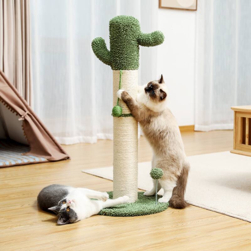 Large Cactus Cat Scratching Post with Natural Sisal Ropes, Cat Scratcher