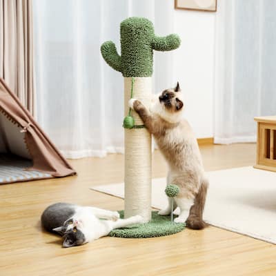 Large Cactus Cat Scratching Post with Natural Sisal Ropes