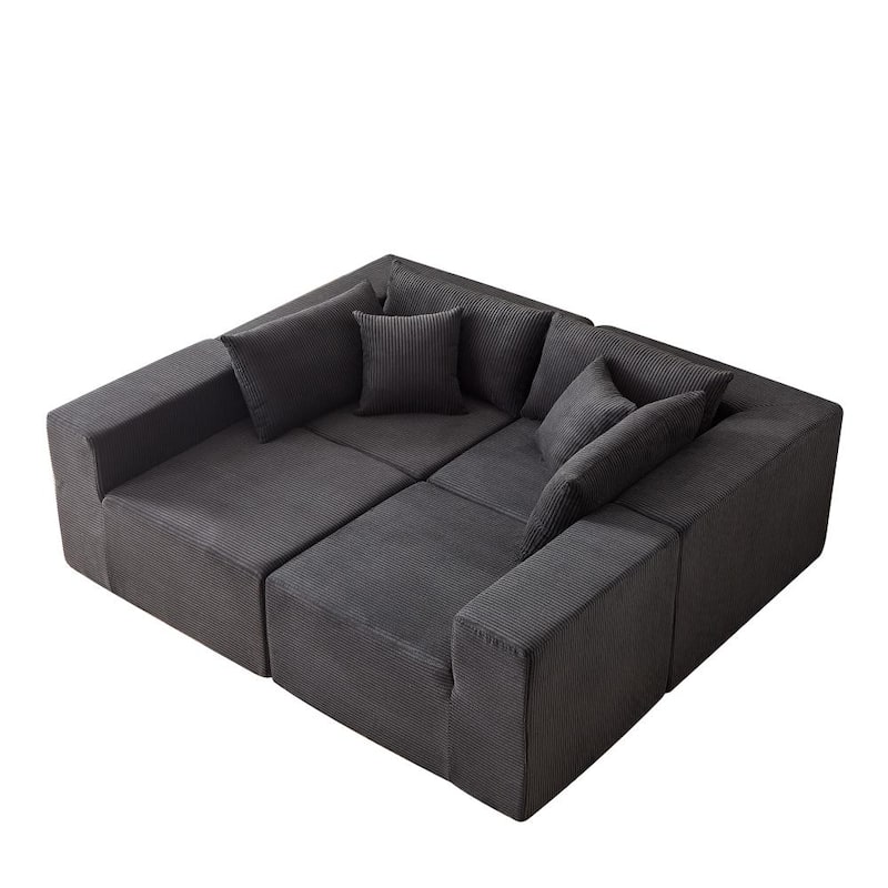 104" Corduroy Upholstered Modular L-shaped Sectional Sofa