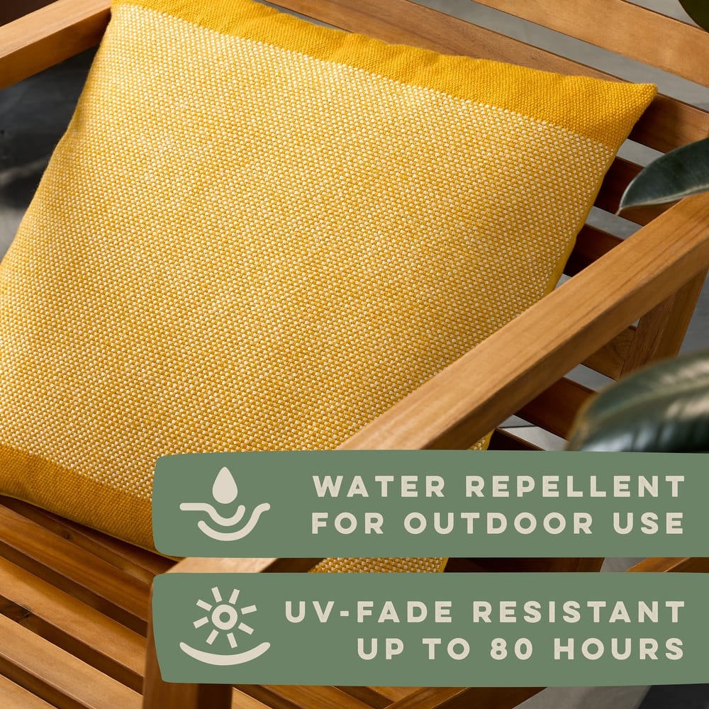 TOWN & COUNTRY TERRA Alara Solid Border Indoor Outdoor Decorative Pillow 20"x20" Yellow/Ivory