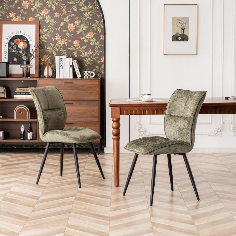 Fabric Upholstered High Back Dining Chairs Set of 2