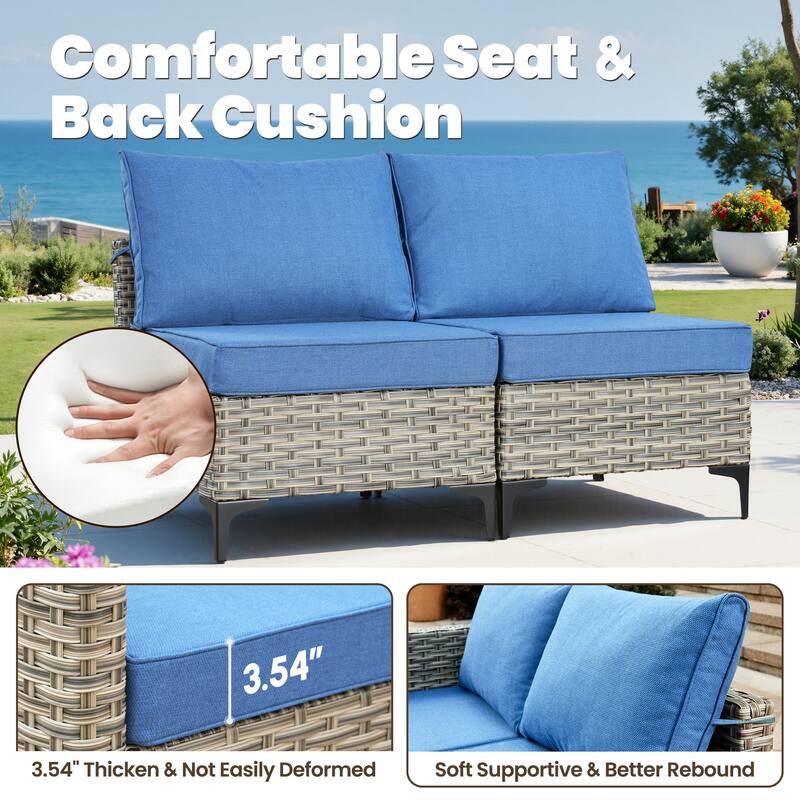 HOOOWOOO 10-piece Wicker Patio Furniture Set Sectional Sofa with Swivel Chair