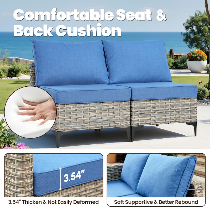 HOOOWOOO 7-piece Rattan Patio Furniture Sectional Set