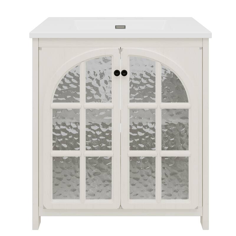 Christopher Knight Home - Ashcroft 31" Bathroom Vanity with Ceramic Sink and Tempered Glass Door