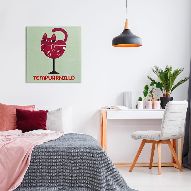 Stupell Tempurrnillo Cat Wine Canvas Wall Art Design By Carrie Cantwell