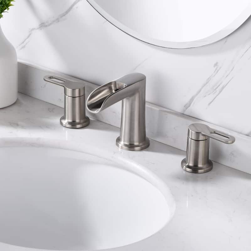 Luxier WSP16-T Waterfall Widespread Bathroom Faucet with Pop-Up Drain