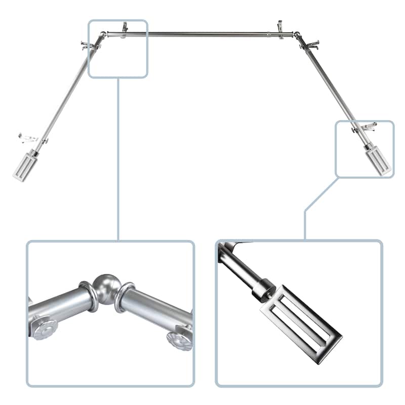 InStyleDesign Cavalier 13/16" Bay curtain rod 20"-36", 38"-72" - Satin Nickel
