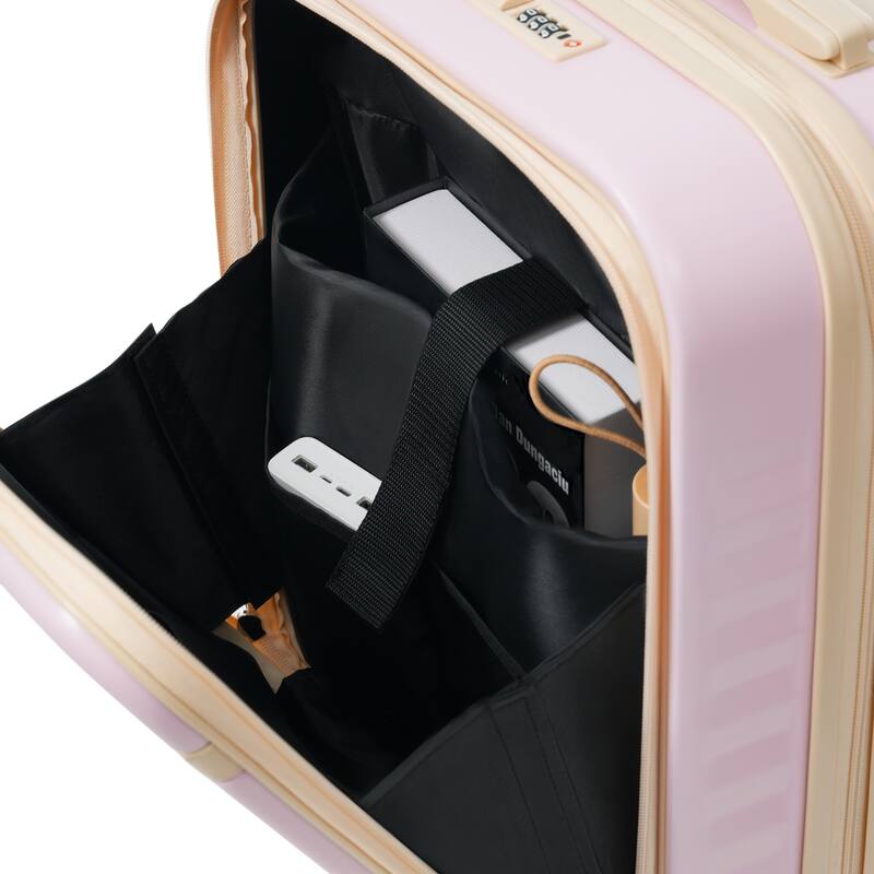 Luggage Set of 3, 20inch with USB Port, front opening design Airline Certified Carry on Luggage, ABS Hard Shell Luggage