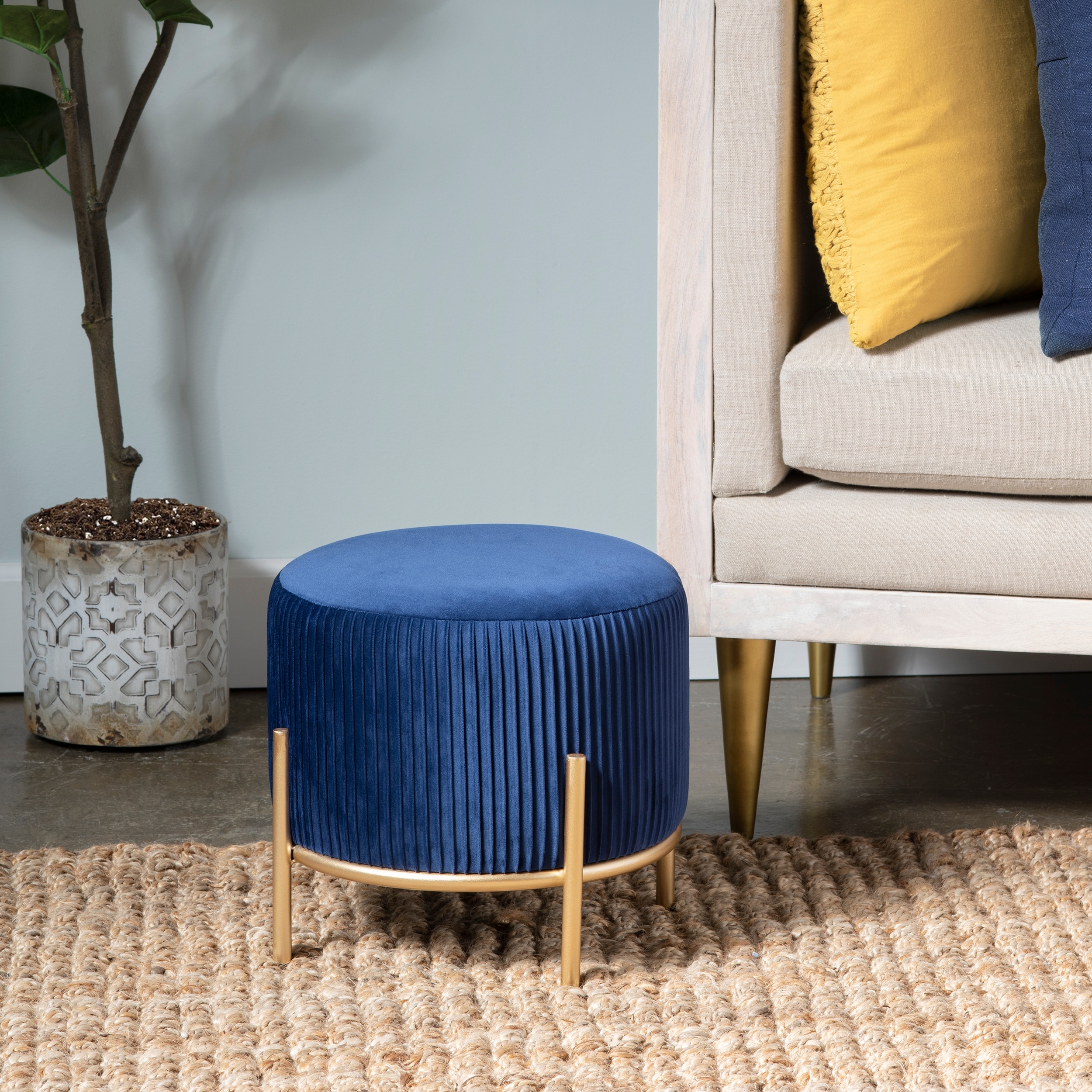 Navy cheap velvet stool