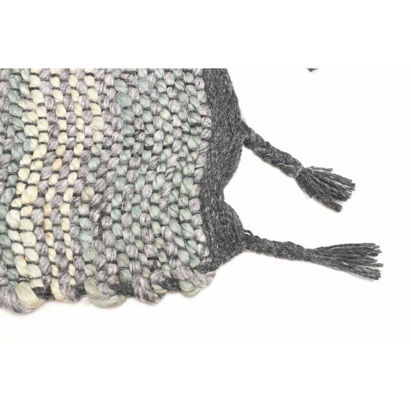 ECARPETGALLERY Braid weave Sienna Grey Wool Rug - 5'7 x 7'6