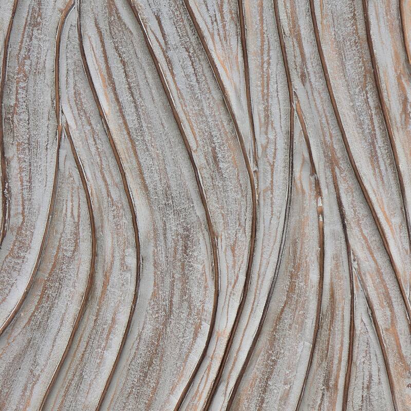 2pc Wood Wall Art Panels | 16x48 Inch Abstract Geometric and Wave Pattern Decor| Distressed Gray