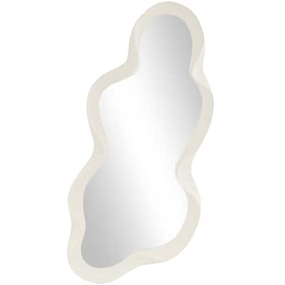 Wood Abstract Wavy Wall Mirror with Dimensional Frame - White or Black - Roche River Decor