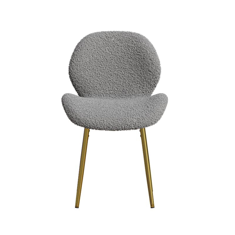 GDFStudio - Calrix Minimalist Teddy Velvet Upholstered Dining Chair Set, Sturdy Golden Metal Legs & Sculpted Backrest, Set of 2