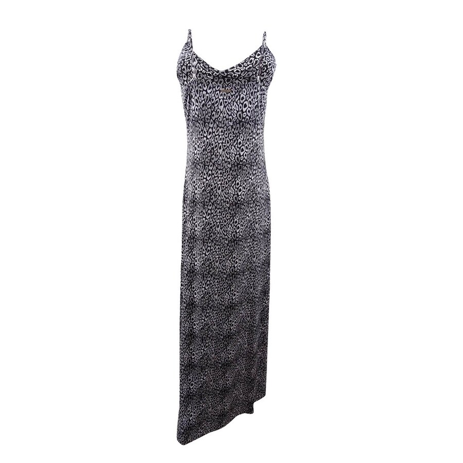 white and black animal print dress