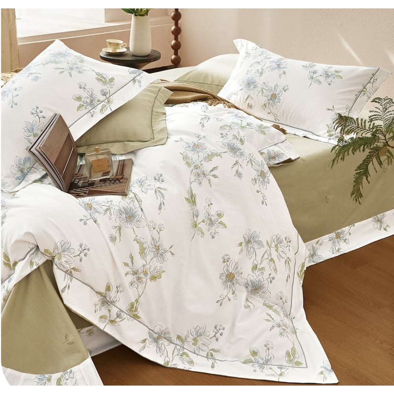 Julie Ann White/Green 100% Cotton Comforter Set