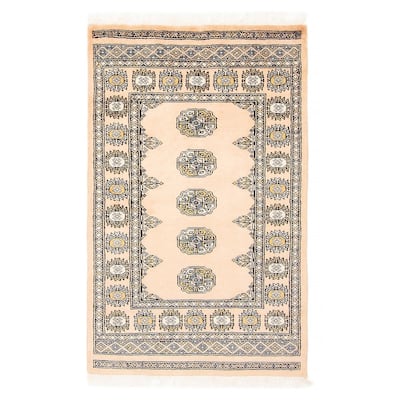 ECARPETGALLERY Hand-knotted Finest Peshawar Bokhara Beige Wool Rug - 2'7 x 4'2