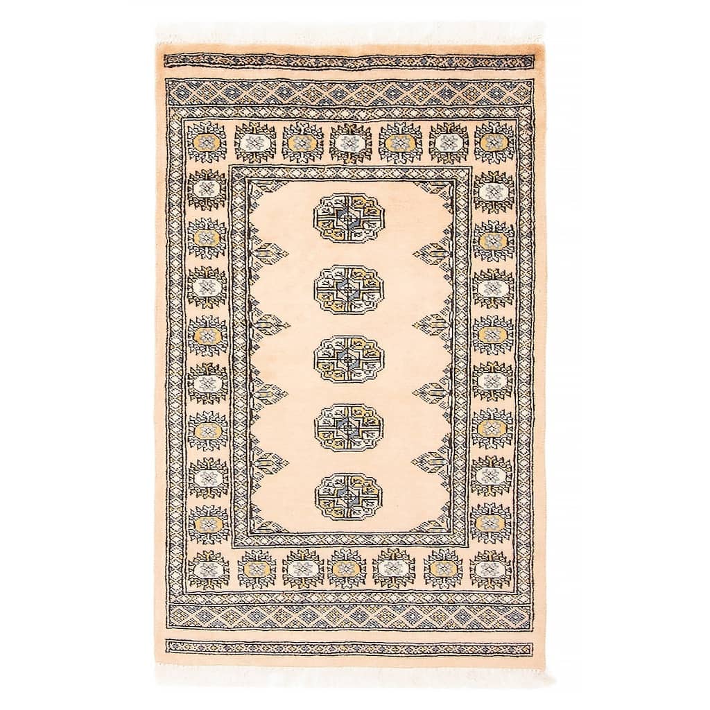 ECARPETGALLERY Hand-knotted Finest Peshawar Bokhara Beige Wool Rug - 2'7 x 4'2