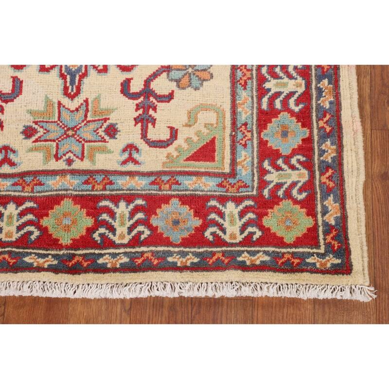 Kazak Accent Rug Hand-Knotted Oriental Beige / Ivory Wool Carpet - 2'9" x 3'10"