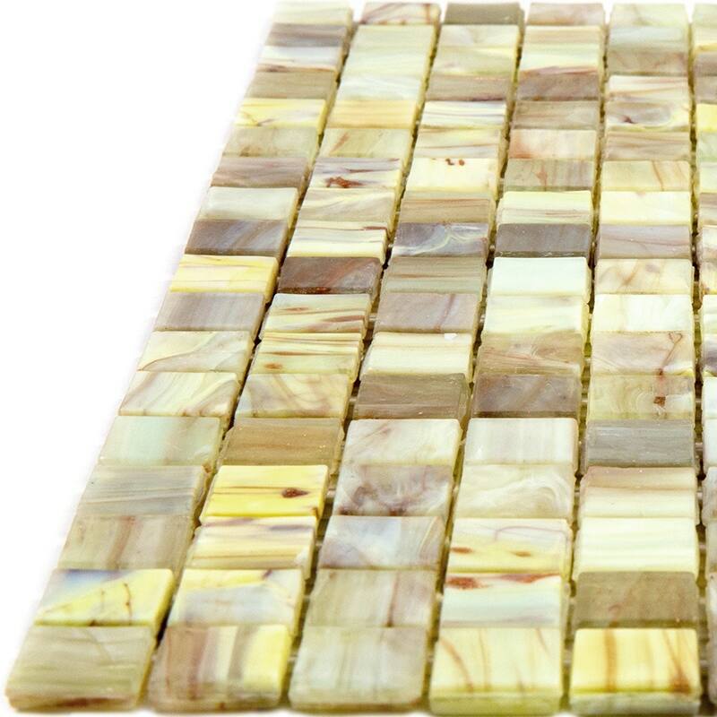 Apollo tile 12" x 12" Skosh Glossy Parchment Beige Glass Tile (18.69 sq ft/case) - 20 Pack