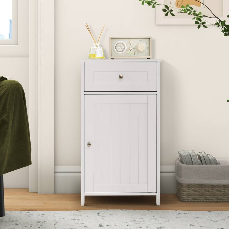 Bathroom Storage Cabinet with Drawer and Adjustable Shelf - 17" x 13.5" x 30.5"