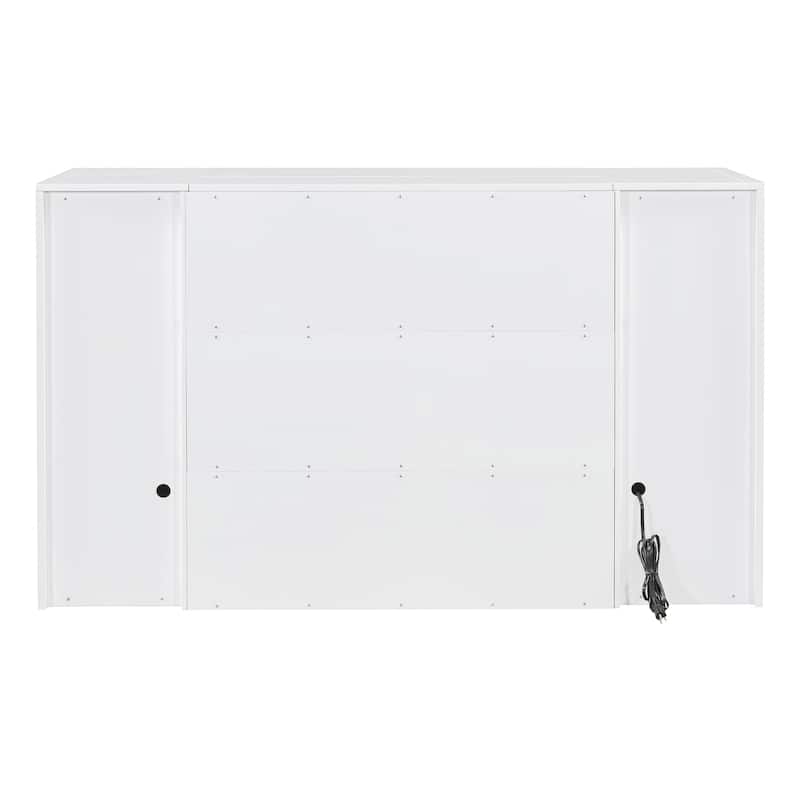 Twin Size Murphy Bed with Drawers, Cabinets and USB Ports,White