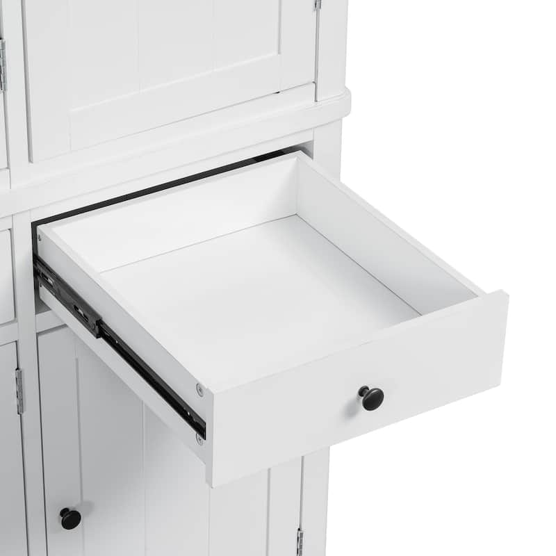 75" Farmhouse Kitchen Pantry Cabinet with Door Shelves, Large Freestanding Cupboard with Pull-Out Trays