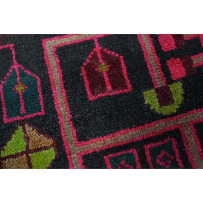Hand Knotted Oriental 100% Wool Carpet Traditional Geometric Brown Ardebil Runner Rug - 9' 6'' X 4' 0''