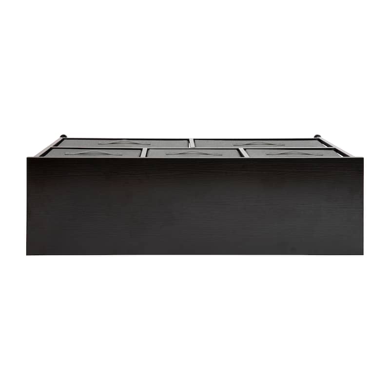 5 Drawer Storage Chest with Wood Top & Dark Fabric Pull Drawers